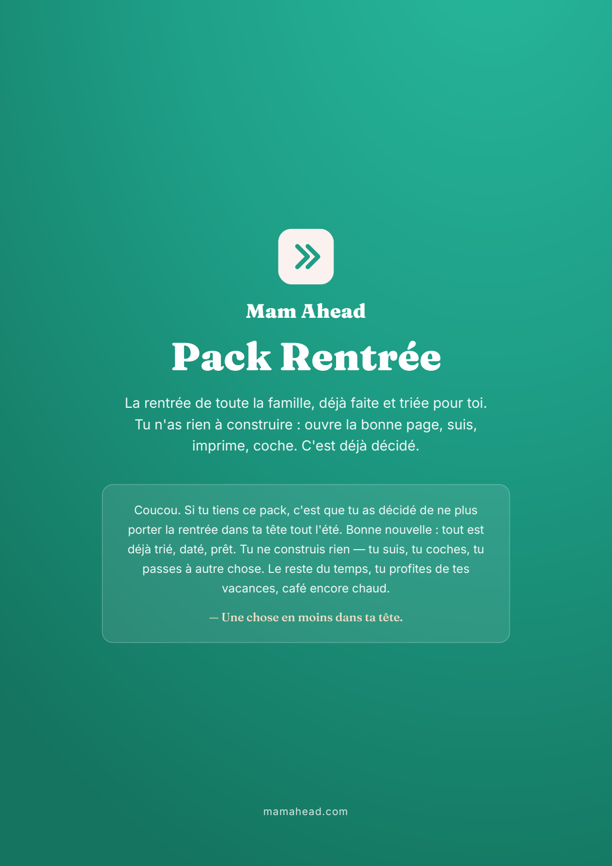 Couverture du Pack Rentrée Mam Ahead