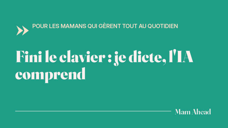 Une maman parle à son téléphone dans la cuisine pendant que le dîner cuit, le texte s'écrit tout seul